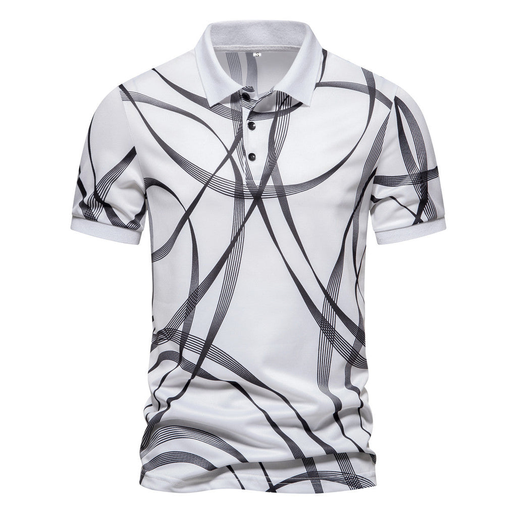 Herren Poloshirt mit modernem grafischen Muster und atmungsaktiver Textiltechnologie Shopnory