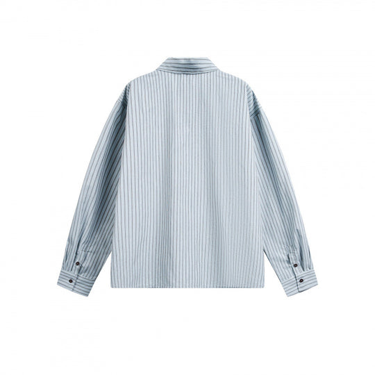 Damen Gestreifte Oversize‑Hemdjacke mit verdecktem Reißverschluss und Brusttasche Shop Nory