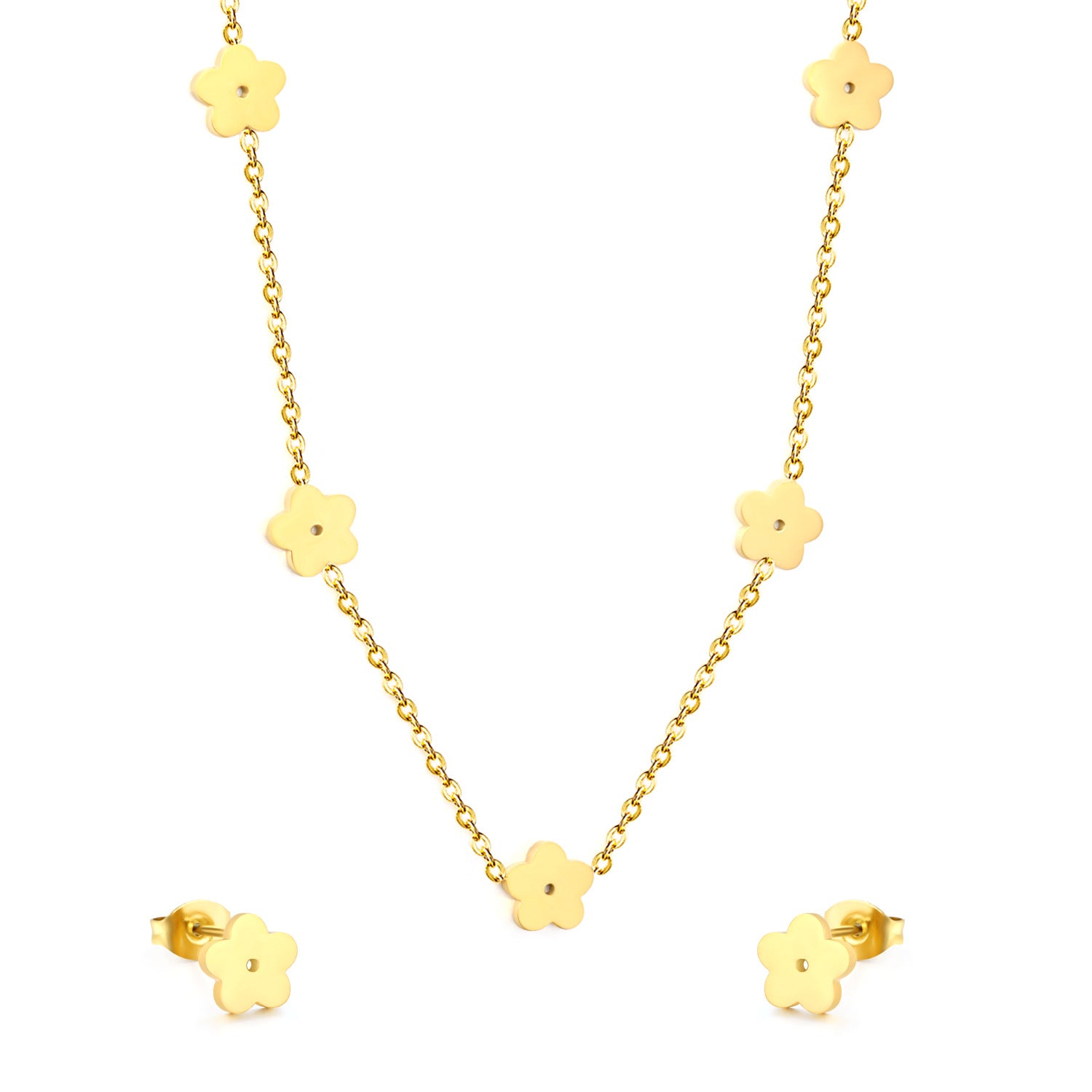 Damen Schmuckset mit filigranen Blumenmotiven und trendigen Anhängern Shop Nory