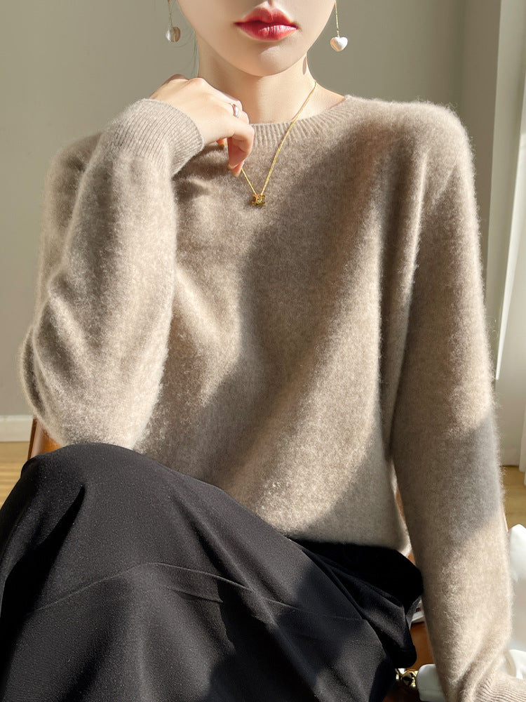 Damen Luxuriöser Kuschelstrick-Pullover mit Rundhals und Mohair-Optik Shop Nory