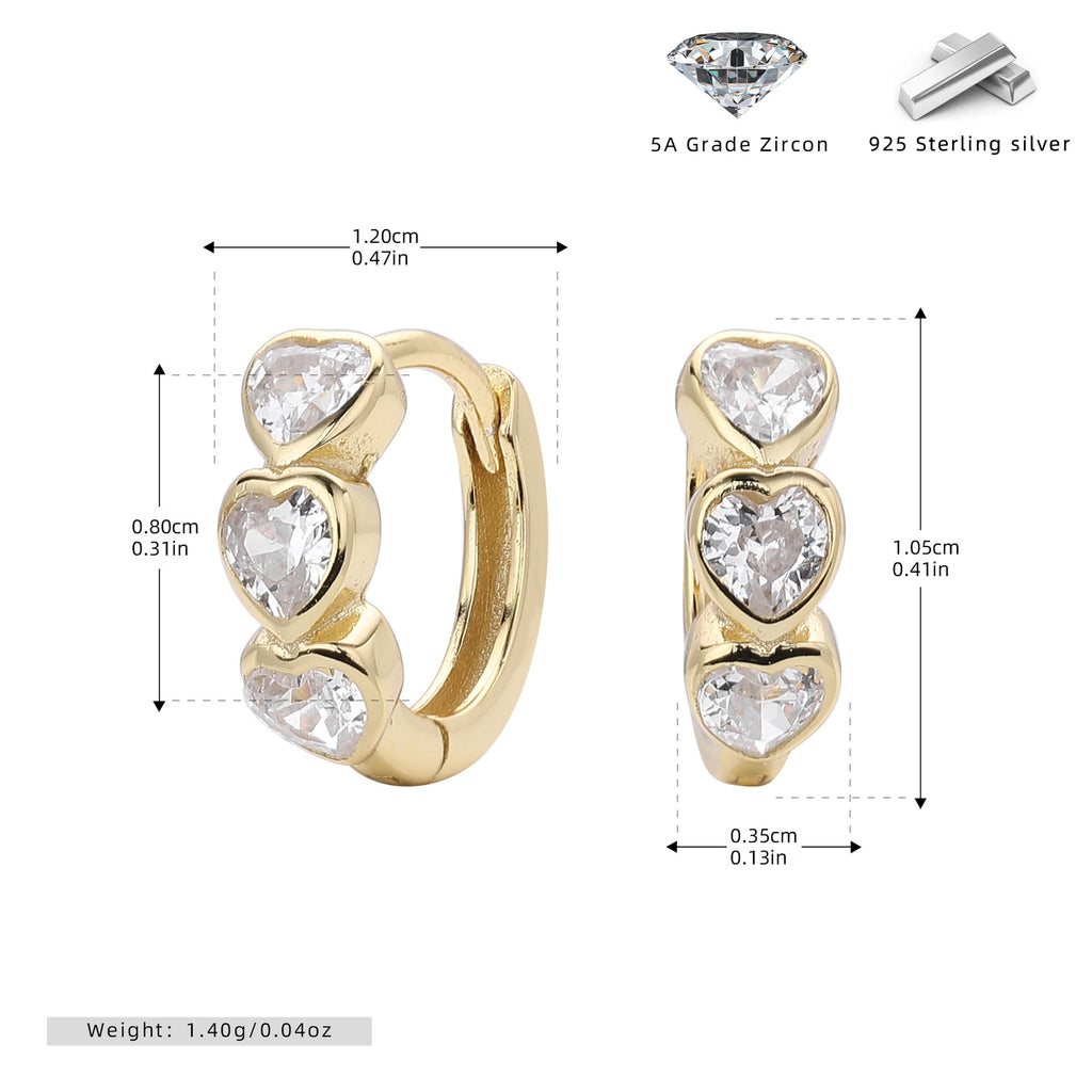 Damen Ohrstecker mit herzförmigen Zirkonsteinen aus hochwertigem 925 Sterling Silber Shop Nory