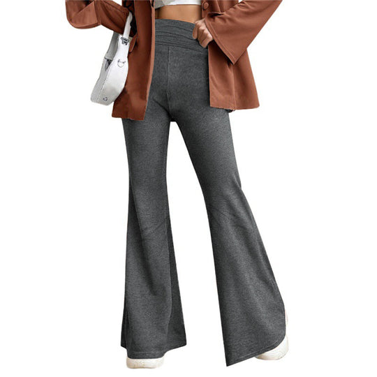 Damen Hohe Taille Flared Hosen mit weitem Bein und elastischem Komfortbund Shop Nory