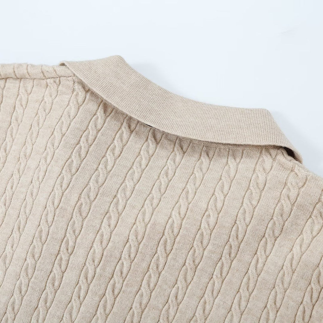 Damen Strickpullover mit Troyer‑Kragen und Zierkrawatte Shop Nory