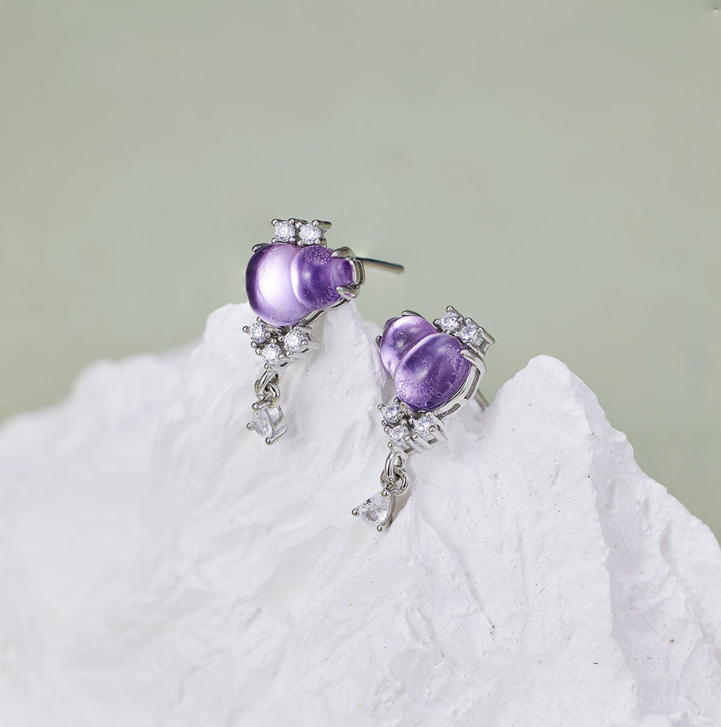 Damen Ohrstecker mit exklusivem lila Amethyst und funkelnden Zirkonia Shop Nory