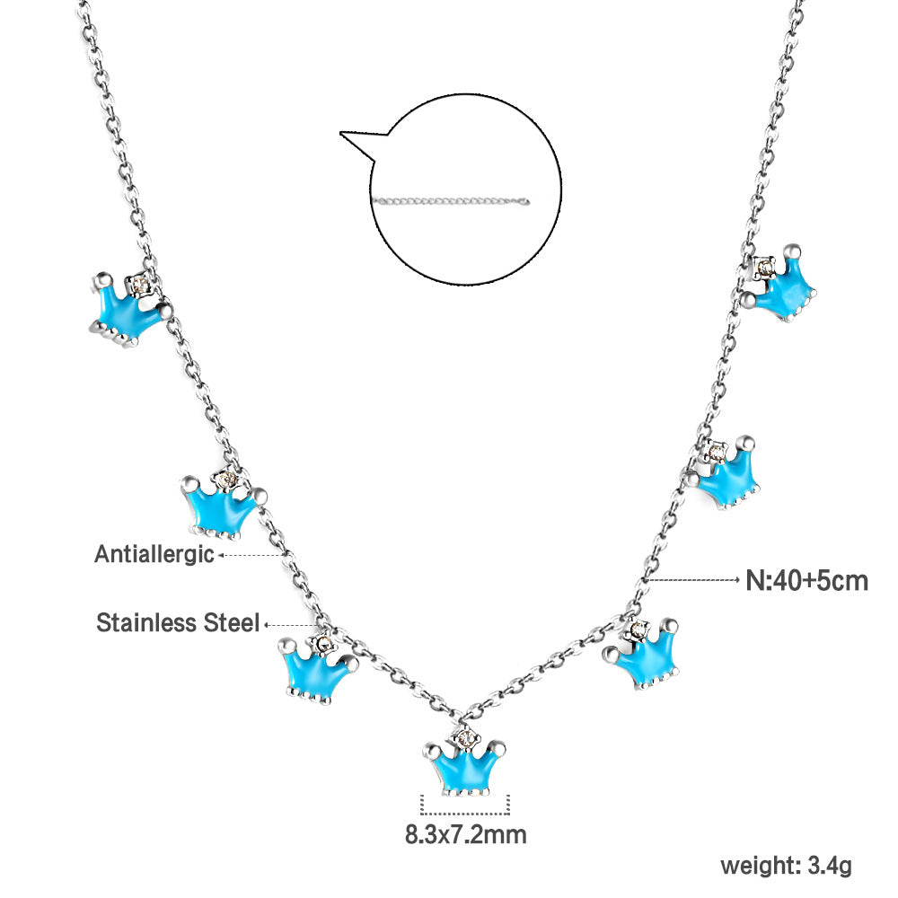Damen Halskette mit königlichen Krönchen-Anhängern aus hochwertigem Edelstahl und elegantem Goldüberzug Shop Nory