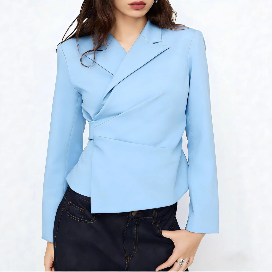 Damen Taillierter Wickel-Blazer mit drapierter Peplum-Silhouette Shop Nory
