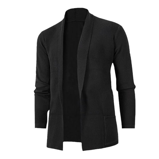 Herren lässige Strickjacke mit offenem Kragen und elegantem Rippdesign