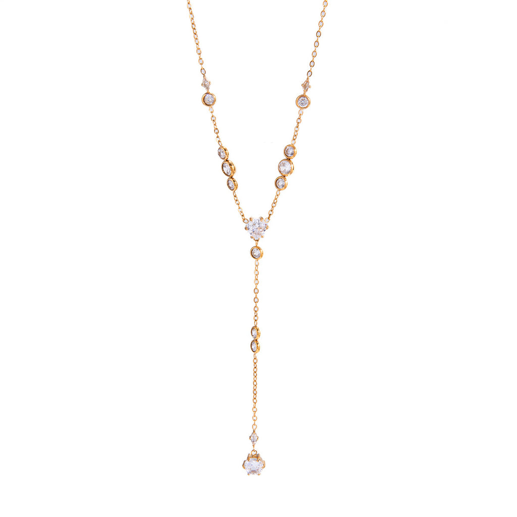 Damen Halskette mit funkelnden Zirkonia-Details und hypoallergenen Eigenschaften Shop Nory