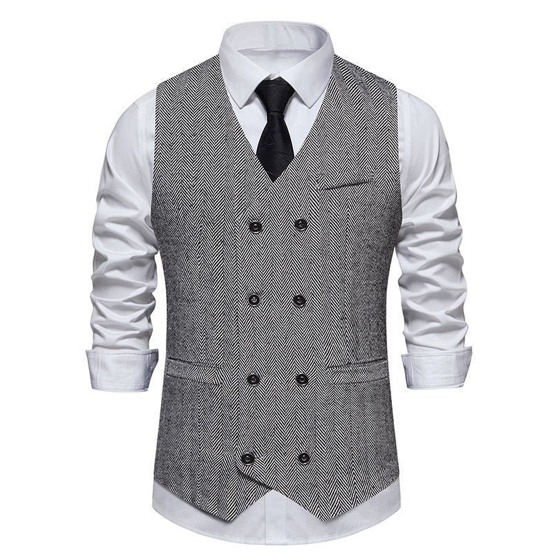 Herren elegante Doppelreiher-Weste im strukturierten Design