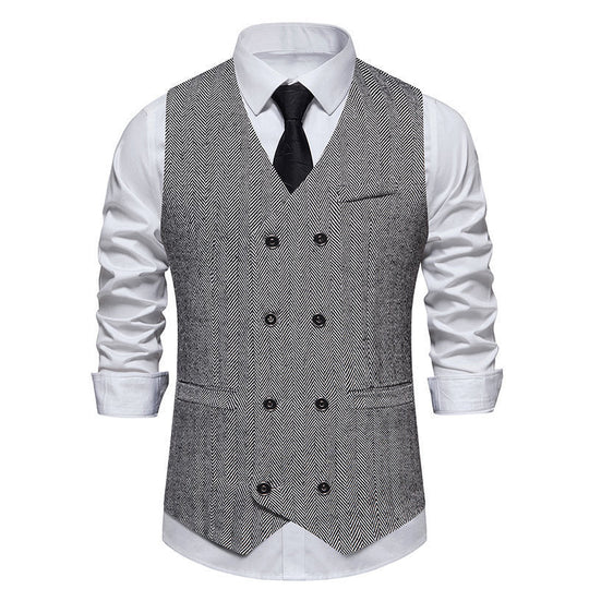 Herren elegante Doppelreiher-Weste im strukturierten Design