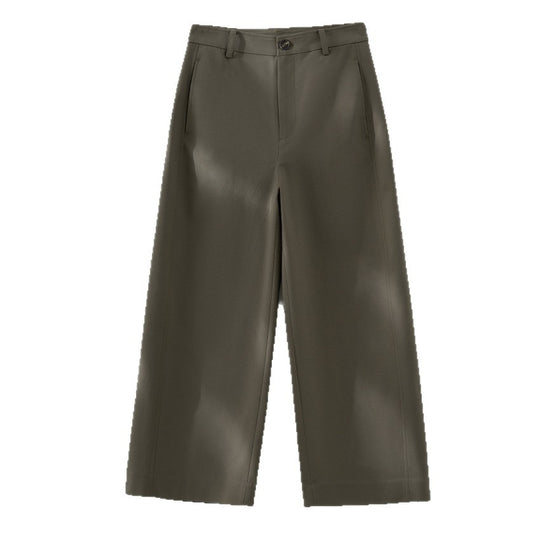 Damen Weite Culotte-Hose mit hoher Taille, Bügelfalte und geradem Bein Shop Nory