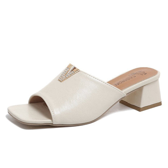 Damen elegante Pantoletten mit Schmuckdetails Shopnory