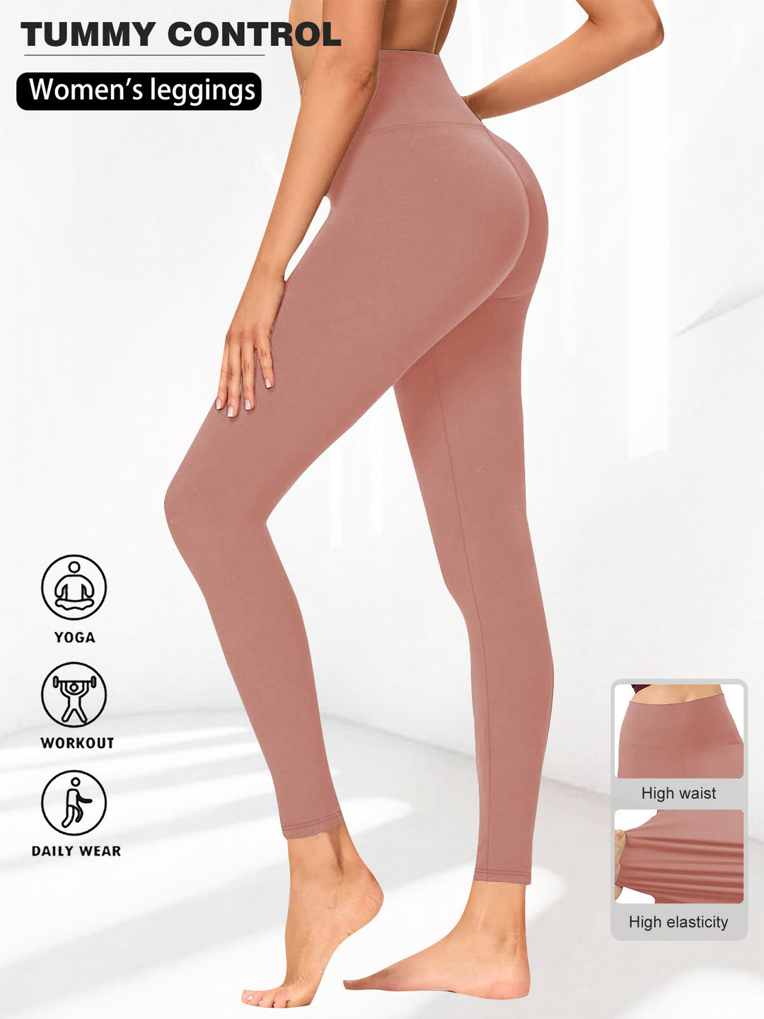 Damen Hohe Taillen Yoga-Leggings mit Bauchkontrolle und hohem Stretch Shopy Nory