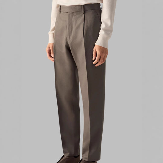 Herren Hochwertige Bundfaltenhose