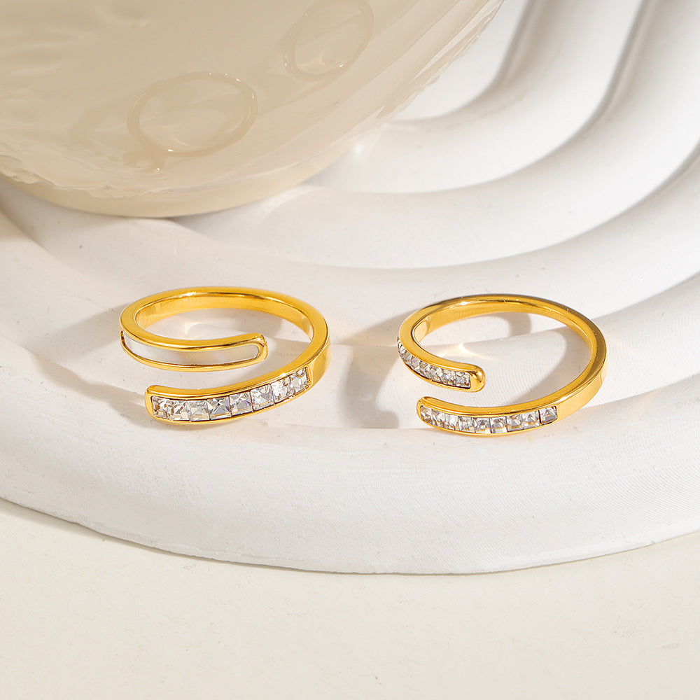 Damen Offene Kristall-Akzent Ringe Shop Nory