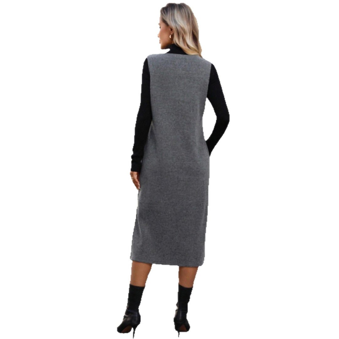 Damen Ärmelloses Wollmix-Midikleid mit tiefem V‑Ausschnitt und geradem Schnitt Shop Nory
