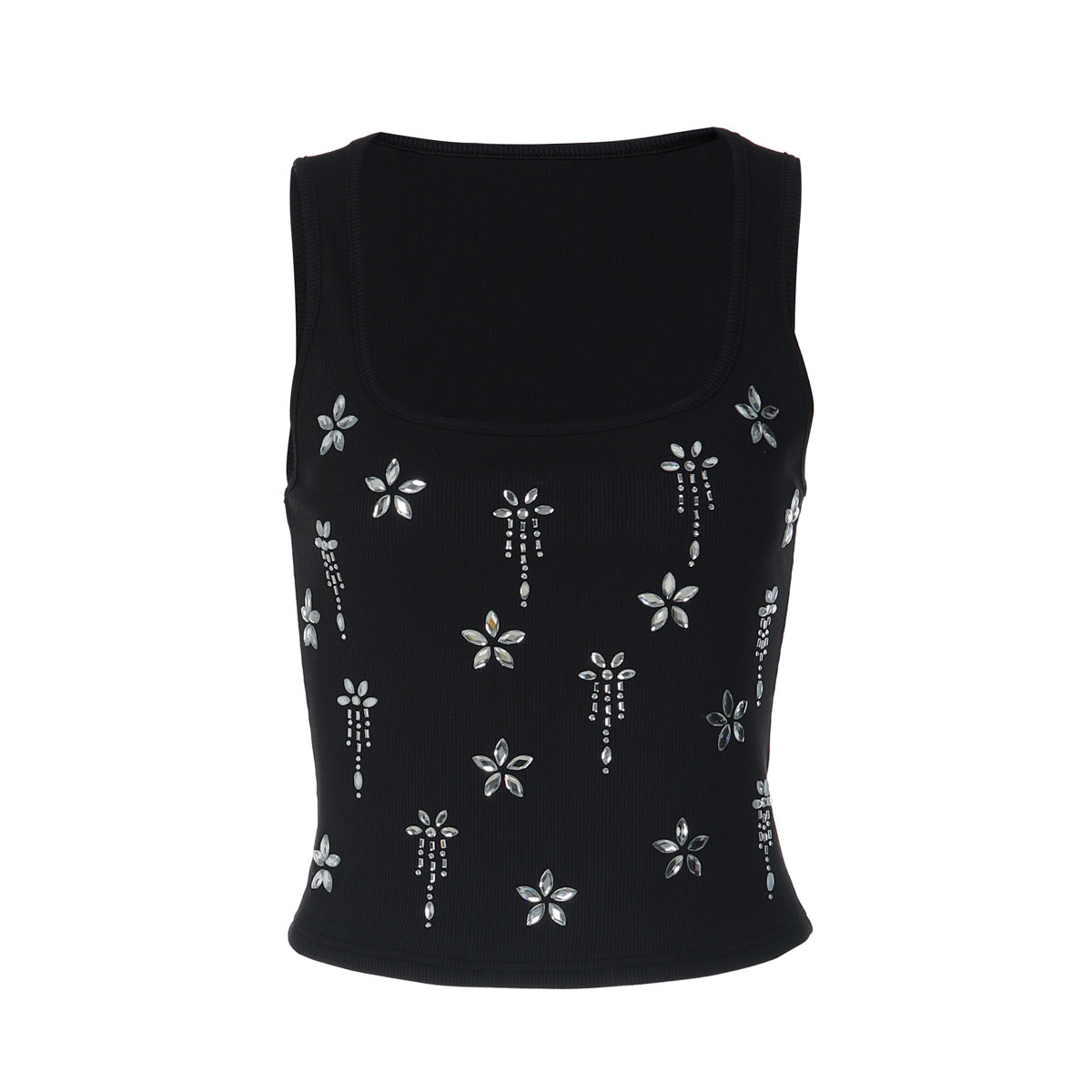 Damen Elegantes Cropped Top mit floralen Strassdetails
