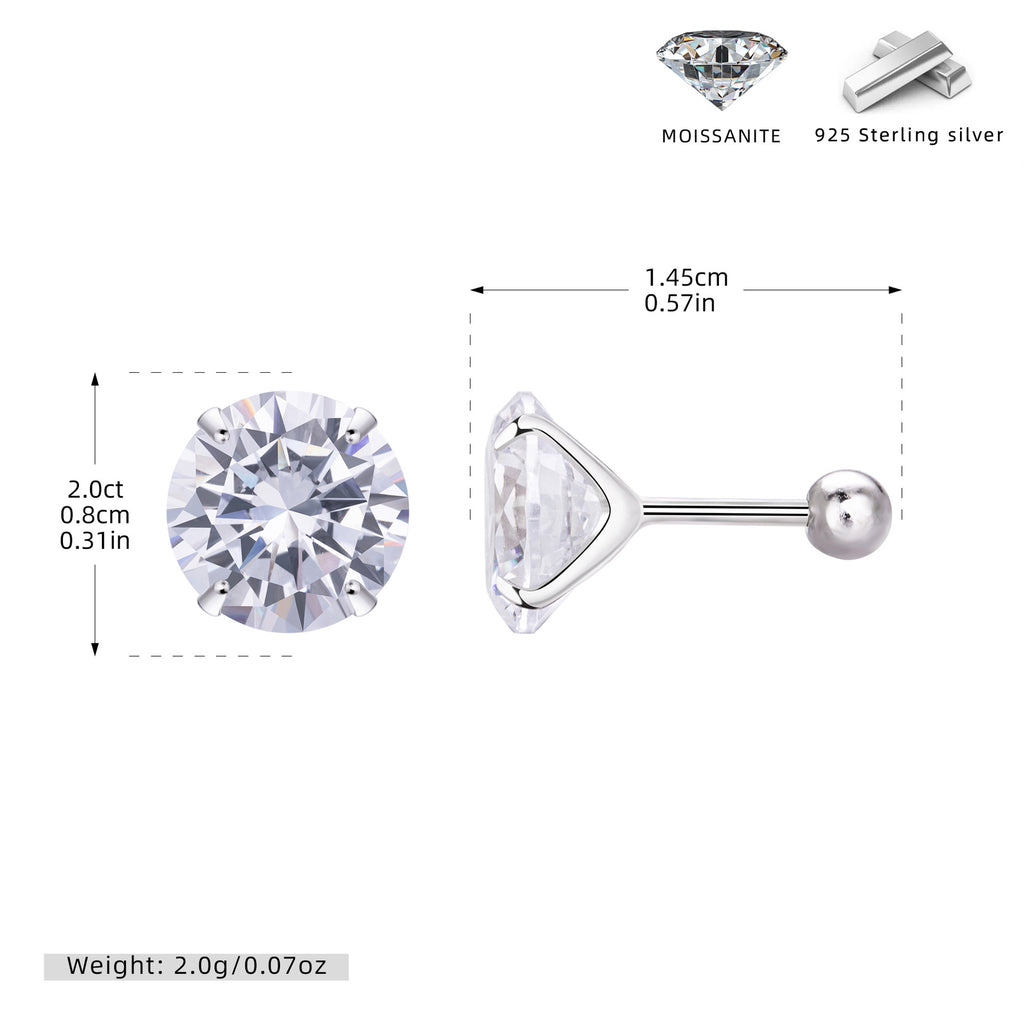 Damen Piercing mit funkelndem Moissanit und hochwertigem 925 Sterling Silber Shop Nory