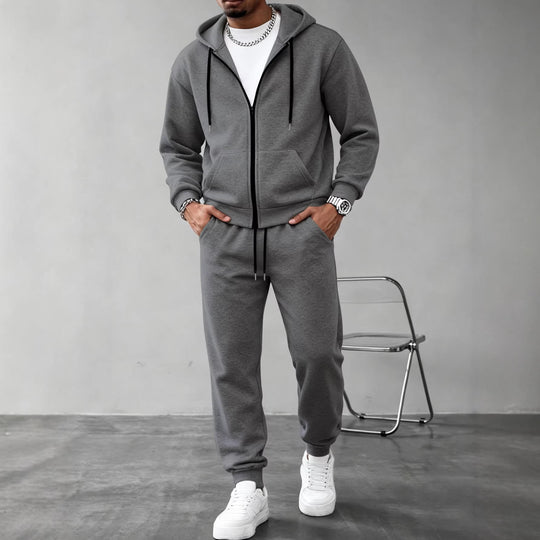 Herren nan zweiteiliges Jogginganzug-Set mit durchgehendem Reißverschluss Kapuzenjacke und taillierter Jogginghose Shop Nory