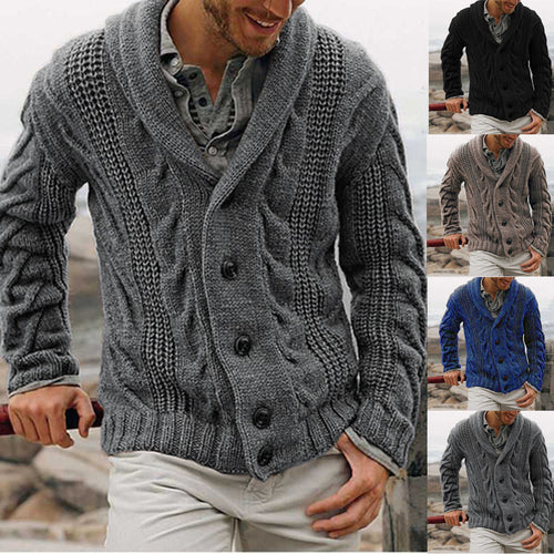 Herren grobstrick Cardigan mit Schalkragen und Zopfmuster Shop Nory