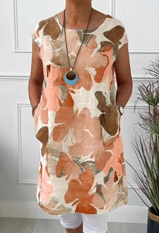 Damen Leichtes Strandkleid mit floralem Muster und Taschen