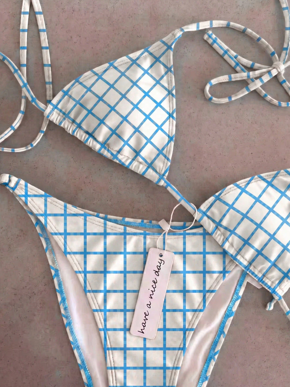 Damen Triangel-Bikini mit klassischem Punktmuster Shopnory