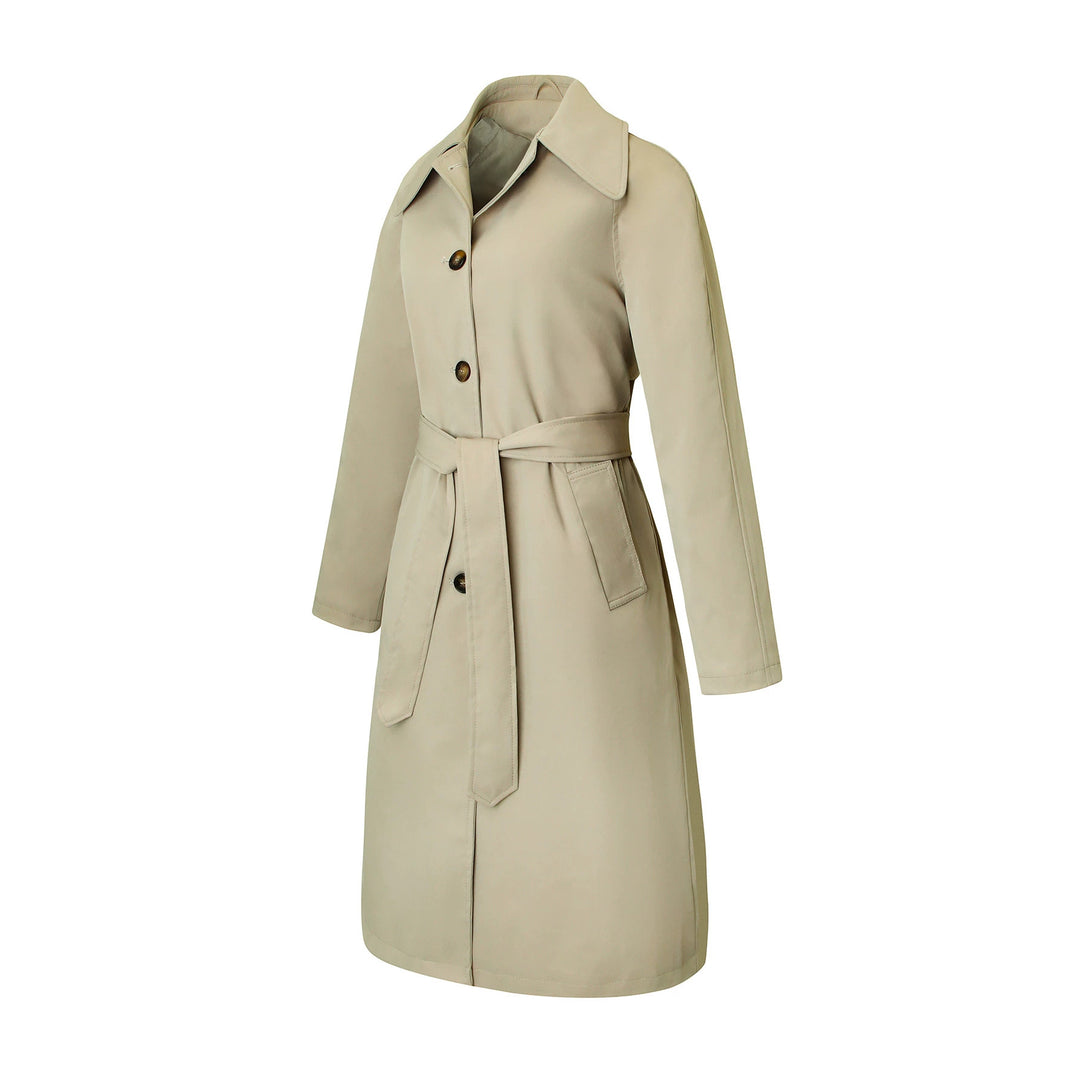 Damen klassischer Trenchcoat mit Taillengürtel und weitem Reverskragen Shop Nory