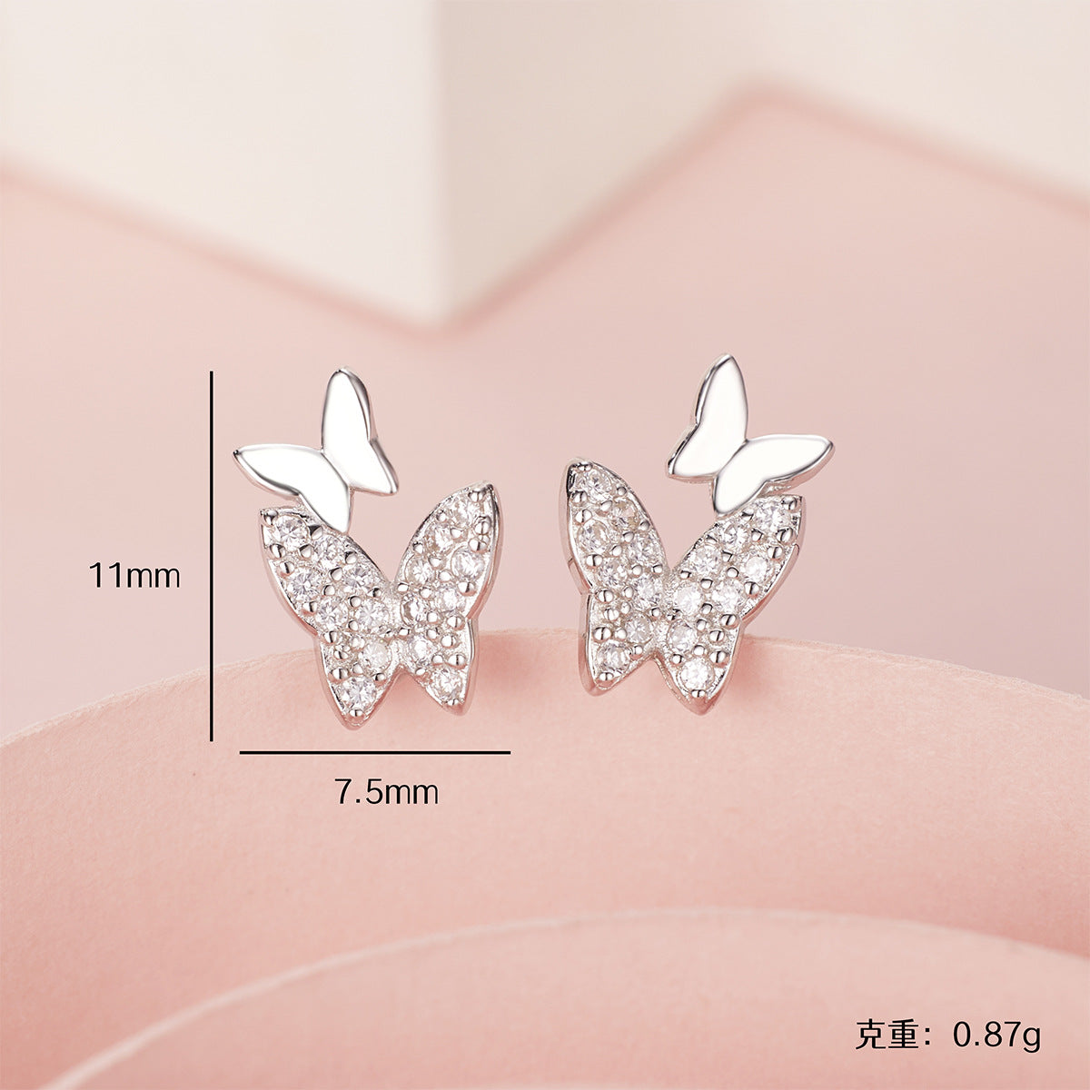 Damen Ohrstecker im Schmetterlingsdesign mit funkelnden Zirkonia Shop Nory
