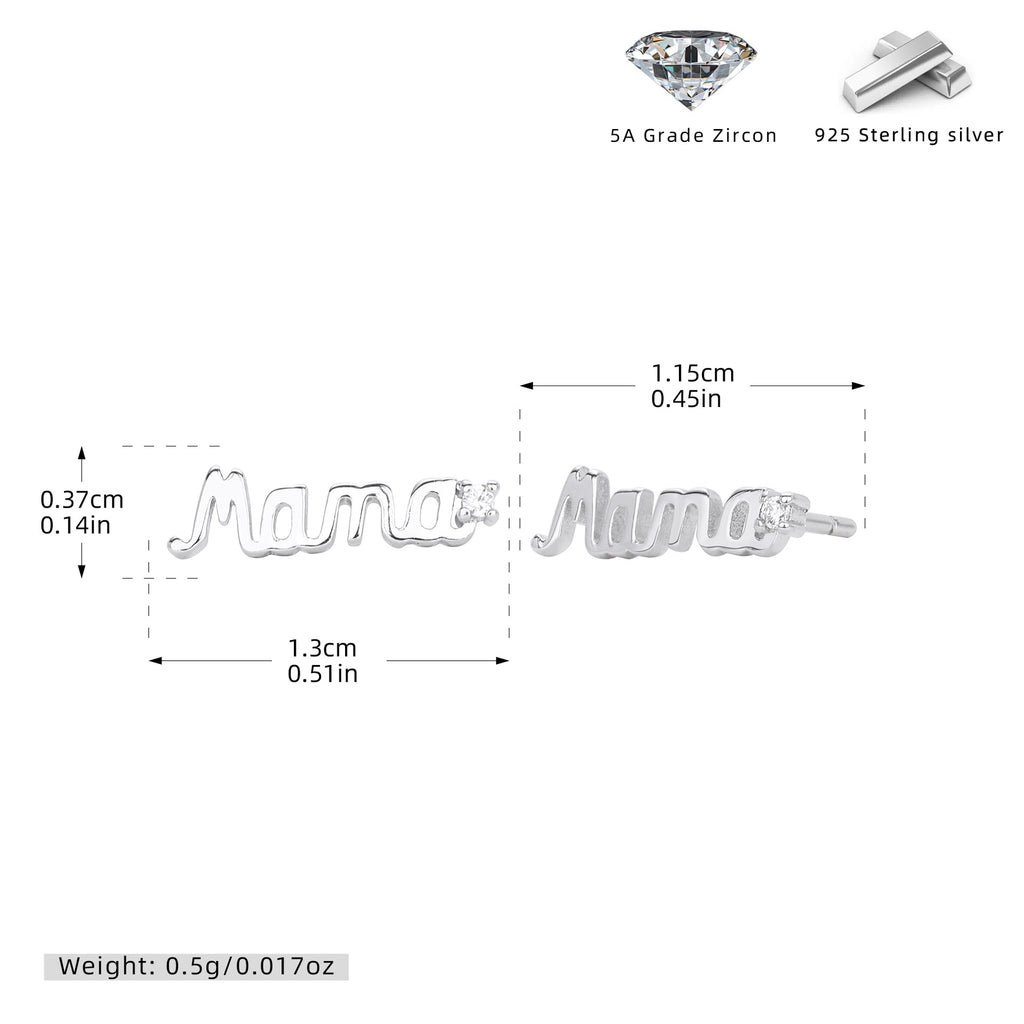 Damen Ohrstecker mit personalisiertem 'Mama'-Design aus hochwertigem 925 Sterling Silber Shop Nory