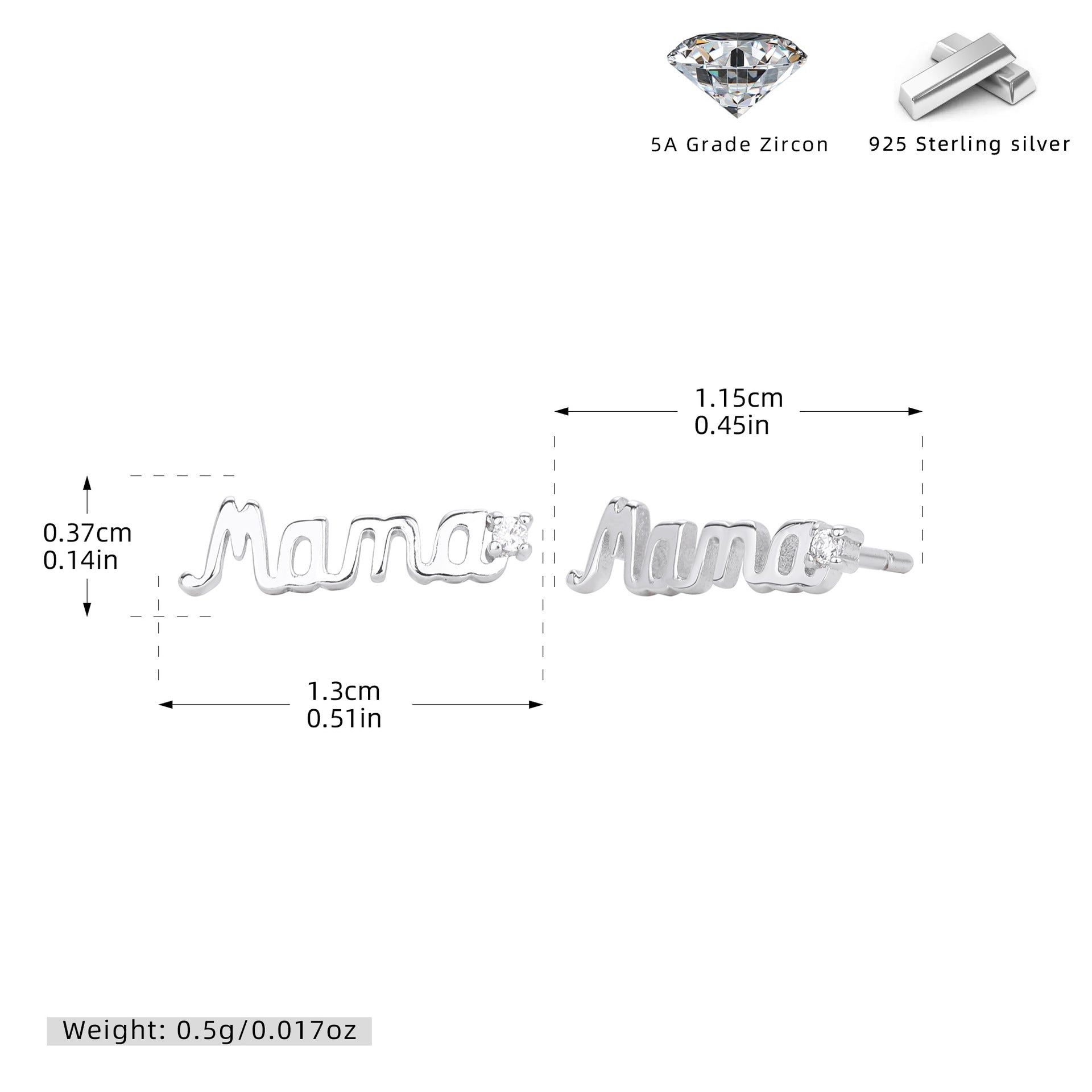 Damen Ohrstecker mit personalisiertem 'Mama'-Design aus hochwertigem 925 Sterling Silber Shop Nory