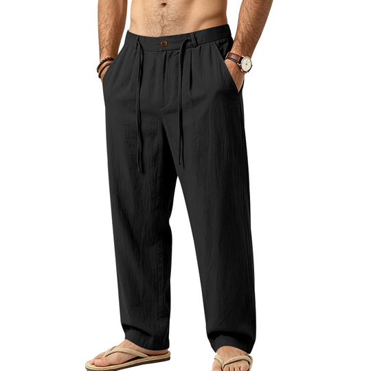 Herren Lässige Loungehose aus Leinenmischung mit Bundfalten und verdecktem Kordelzug Shop Nory