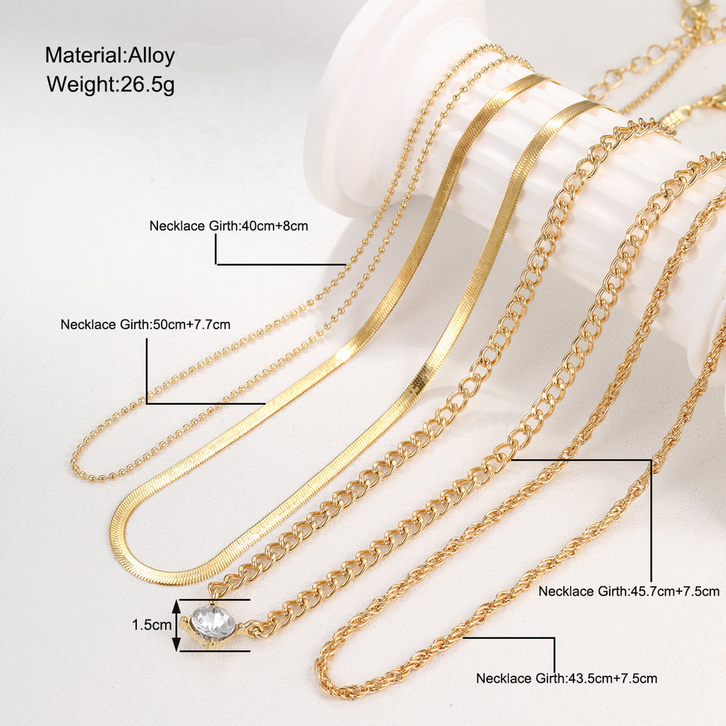 Damen mehrlagige Halskette mit funkelndem Anhänger und elegantem Kettendesign Shop Nory