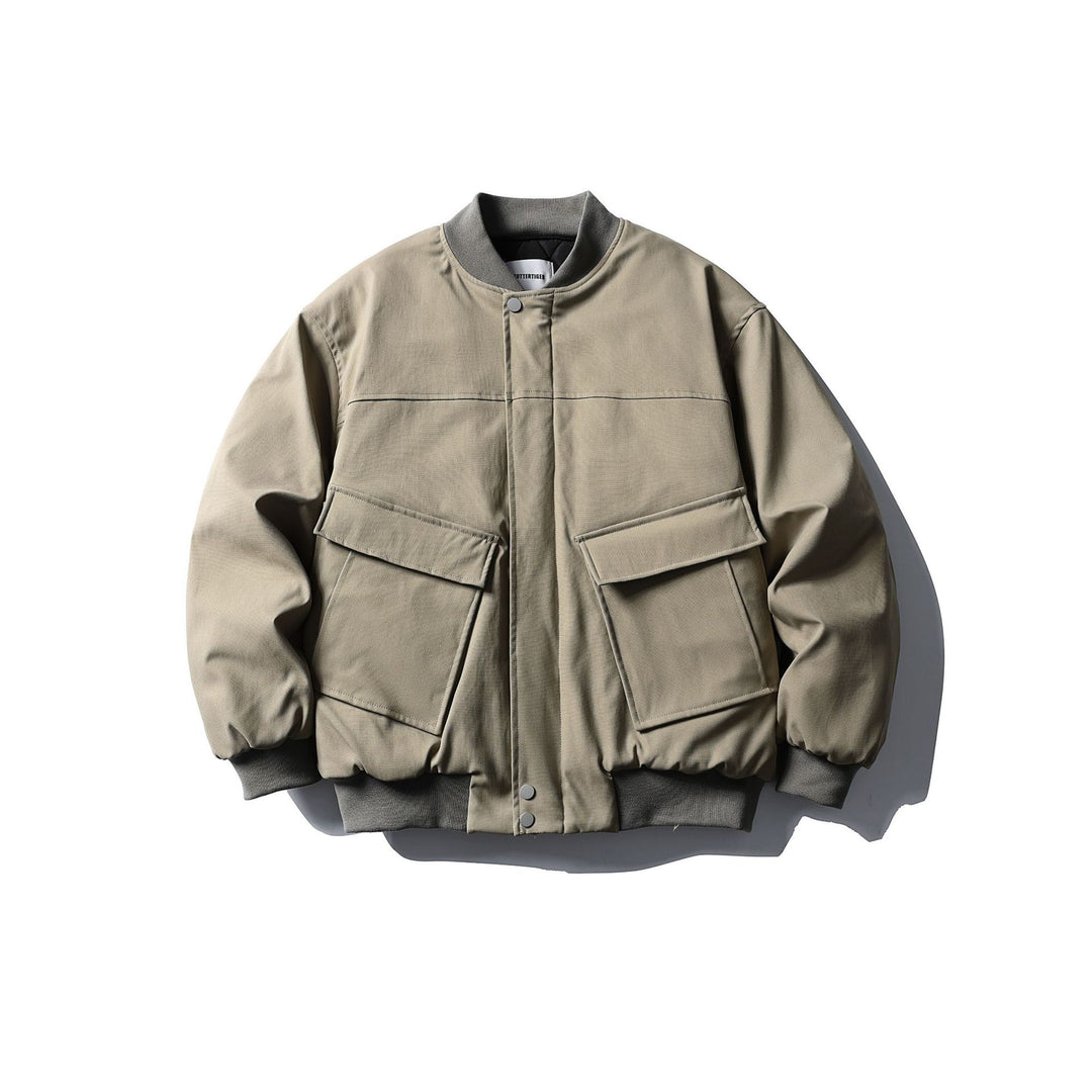 Unisex Kurzboxy wattierte Bomberjacke im Utility‑Look mit Rippenkragen Shop Nory