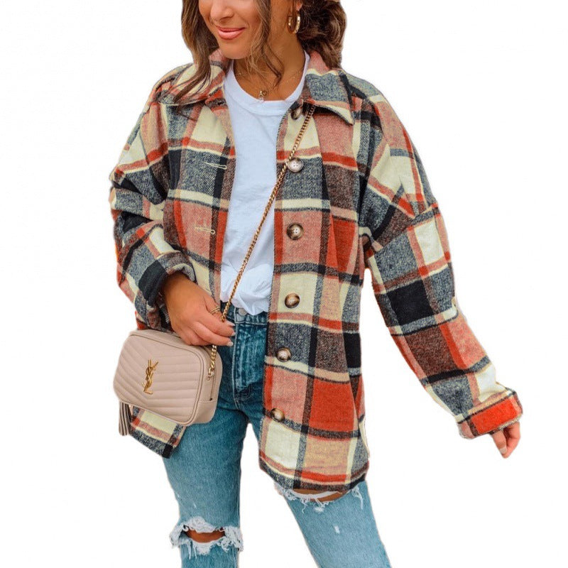 Damen Karierte Flanelljacke