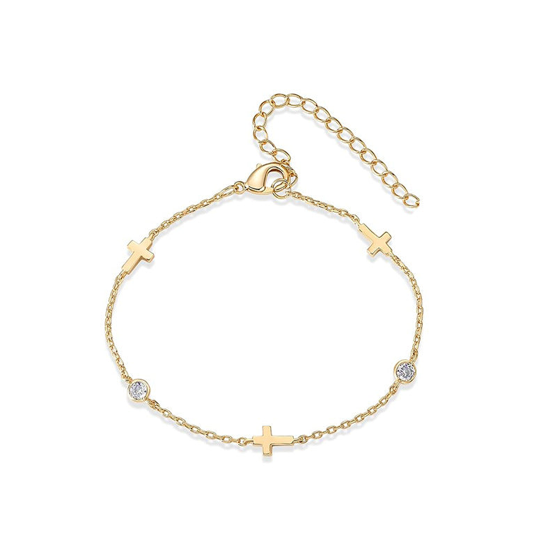 Damen Armband mit elegantem Kreuzanhänger aus feinem Edelstahl Shop Nory
