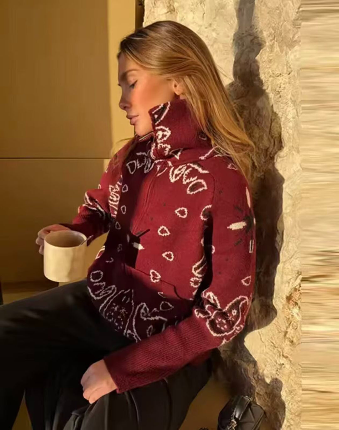 Damen Rollkragenpullover mit Allover-Bandana-Jacquard Shop Nory