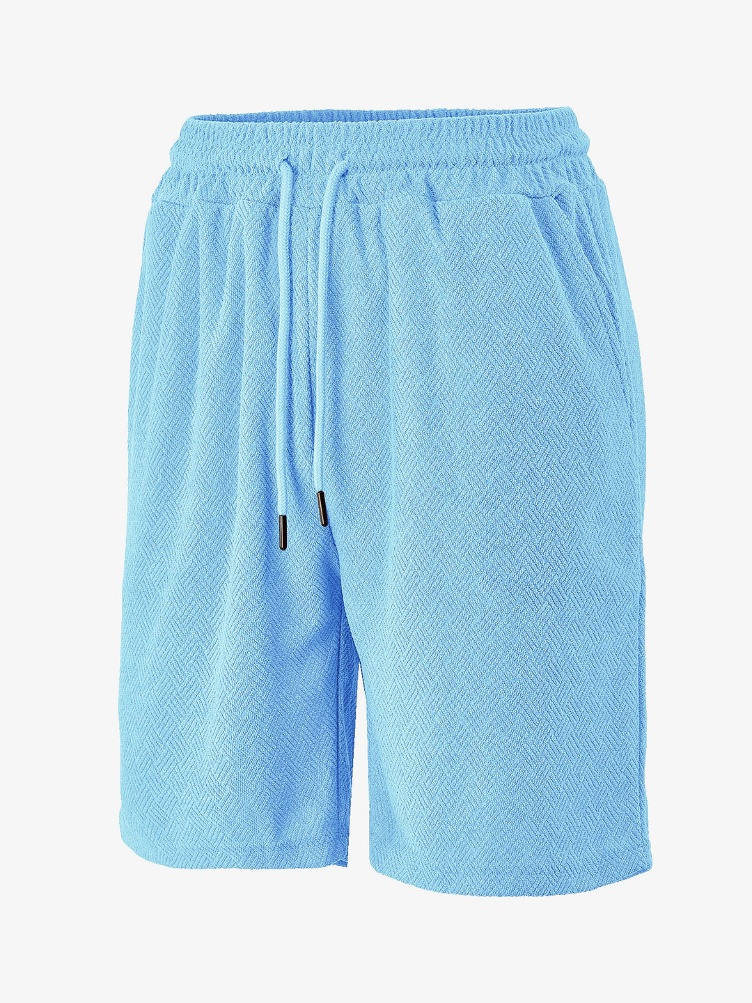 Herren nan Frottee-Shorts mit Fischgrätstruktur, elastischem Kordelbund und Seitentaschen Shopnory