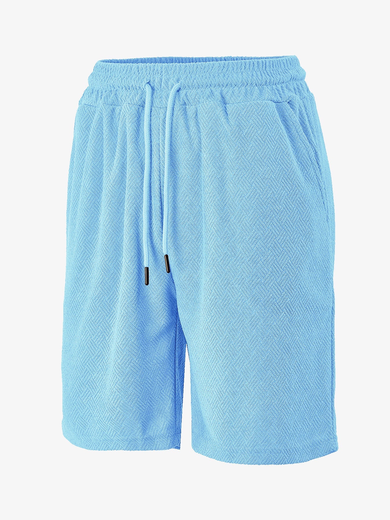 Herren nan Frottee-Shorts mit Fischgrätstruktur, elastischem Kordelbund und Seitentaschen Shopnory