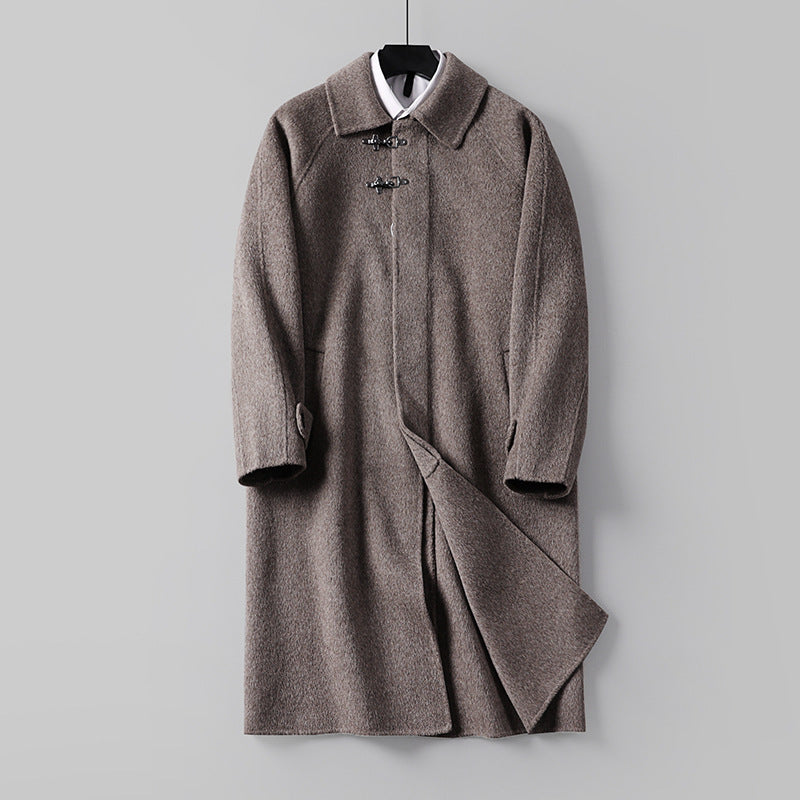 Herren Gerader Wollmix-Longcoat mit verdeckter Front und dekorativen Knebelverschlüssen Shop Nory