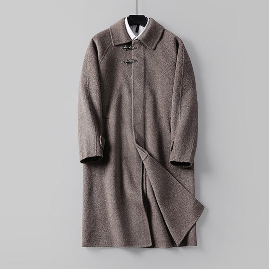 Herren Gerader Wollmix-Longcoat mit verdeckter Front und dekorativen Knebelverschlüssen Shop Nory