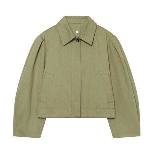 Damen Gekürzte Boxy-Utility-Jacke mit Kellerfalten und Pattentaschen Shop Nory