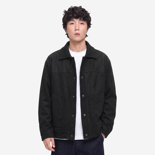 Herren Overshirt-Jacke im Wildlederlook mit Rippkragen und Druckknopfleiste Shop Nory