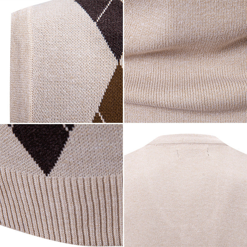 Herren ärmellose Strickweste mit klassischem Rautenmuster