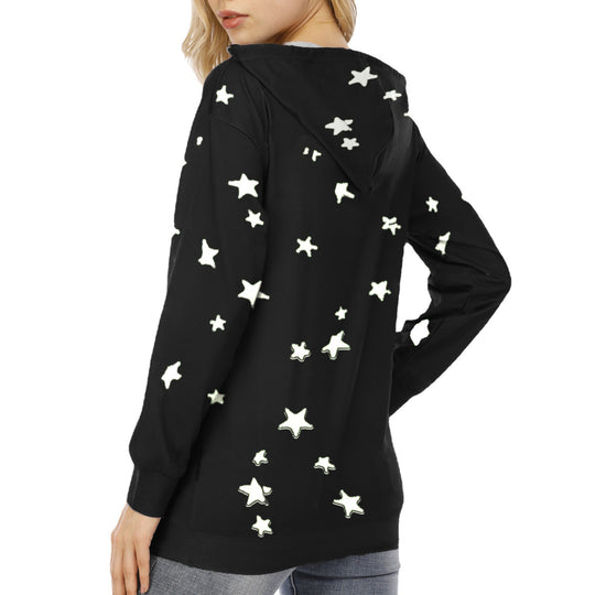 Damen Oversize-Kapuzenpullover aus weichem Baumwollmix mit Sternenprint Shop Nory