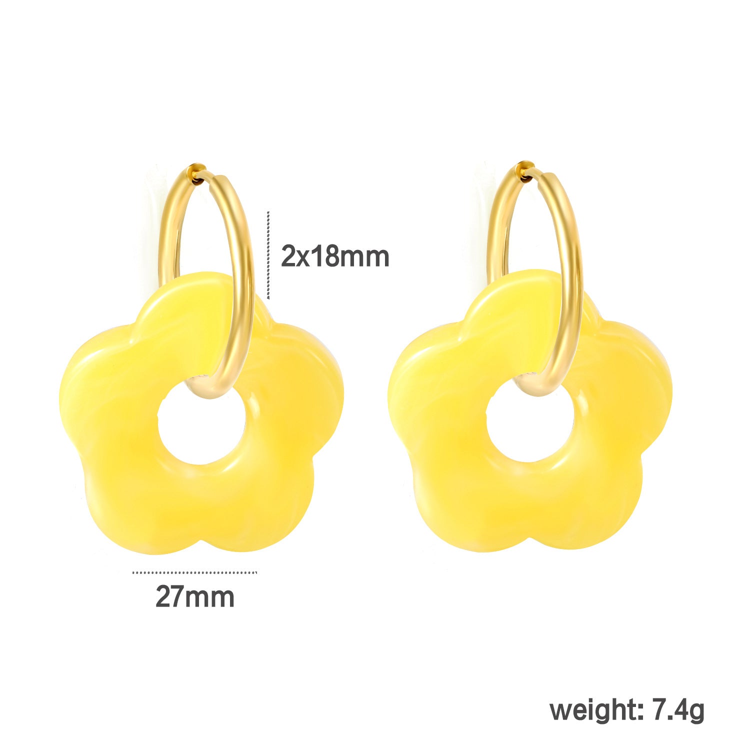 Damen Hängende Ohrstecker mit kunstvollem Blüten-Design und goldenem Ring Shop Nory