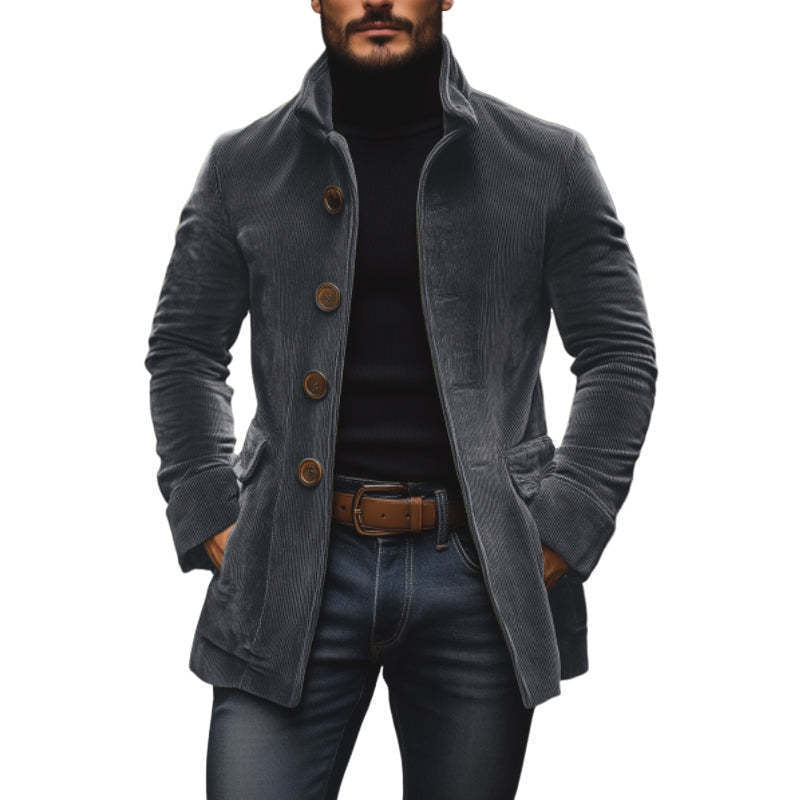 Herren Kordmantel mit Stehkragen und taillierter Silhouette Shop Nory
