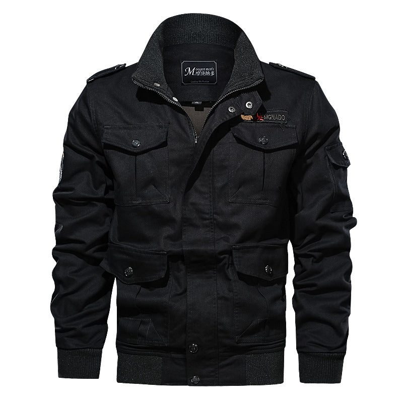 Herren Militärinspirierte Canvas‑Fieldjacke mit Epauletten, Mehrfach‑Taschen und geripptem Bund Shop Nory