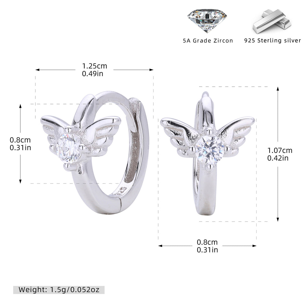 Damen Ohrhänger mit stilvollem Flügel-Design aus 925 Sterling Silber und funkelndem Zirkon Shop Nory