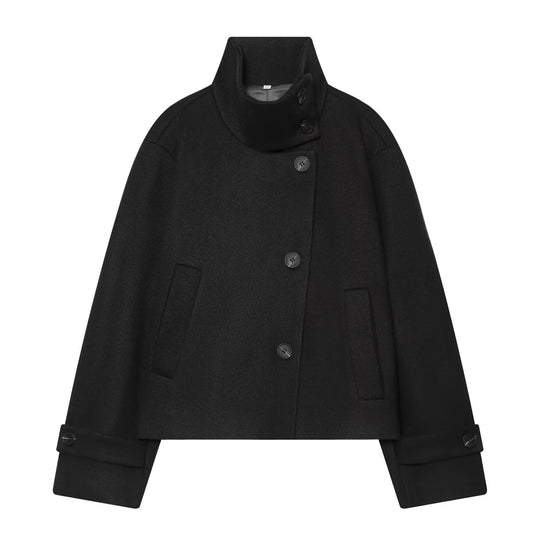 Damen Kurz-Capejacke aus Wollmix mit hohem Rollkragen und Manschetten-Detail Shop Nory