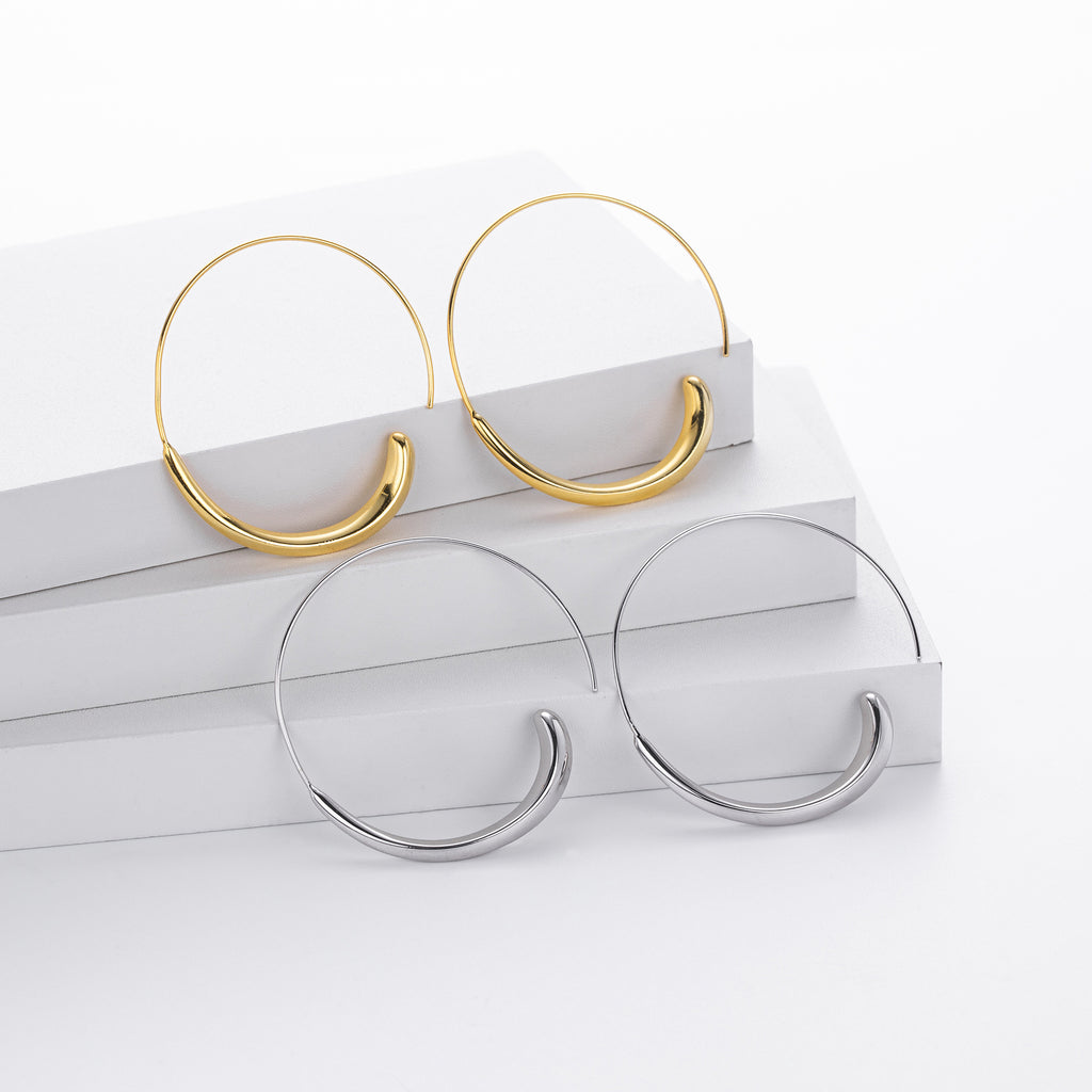 Damen Ohrhänger mit modernem, geschwungenem Design aus hochwertigem 925 Sterling Silber Shop Nory
